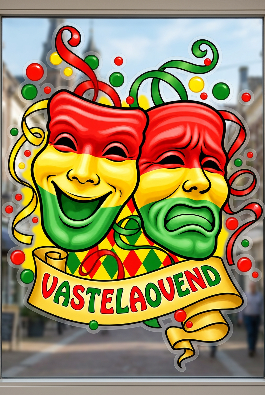 Carnavalsraamsticker op een raam
