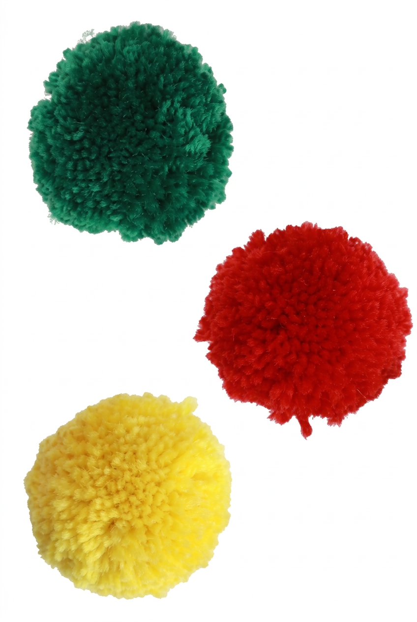 Pompons met verwisselde kleuren